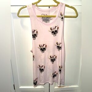 CHASER Pink Skull Graphic Racerback Tee